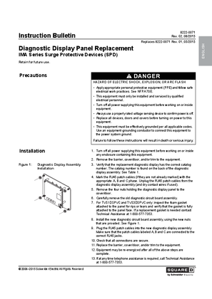 Diagnostic Display Panel Replacement (IMA Series SPDs) Instruction Bulletin