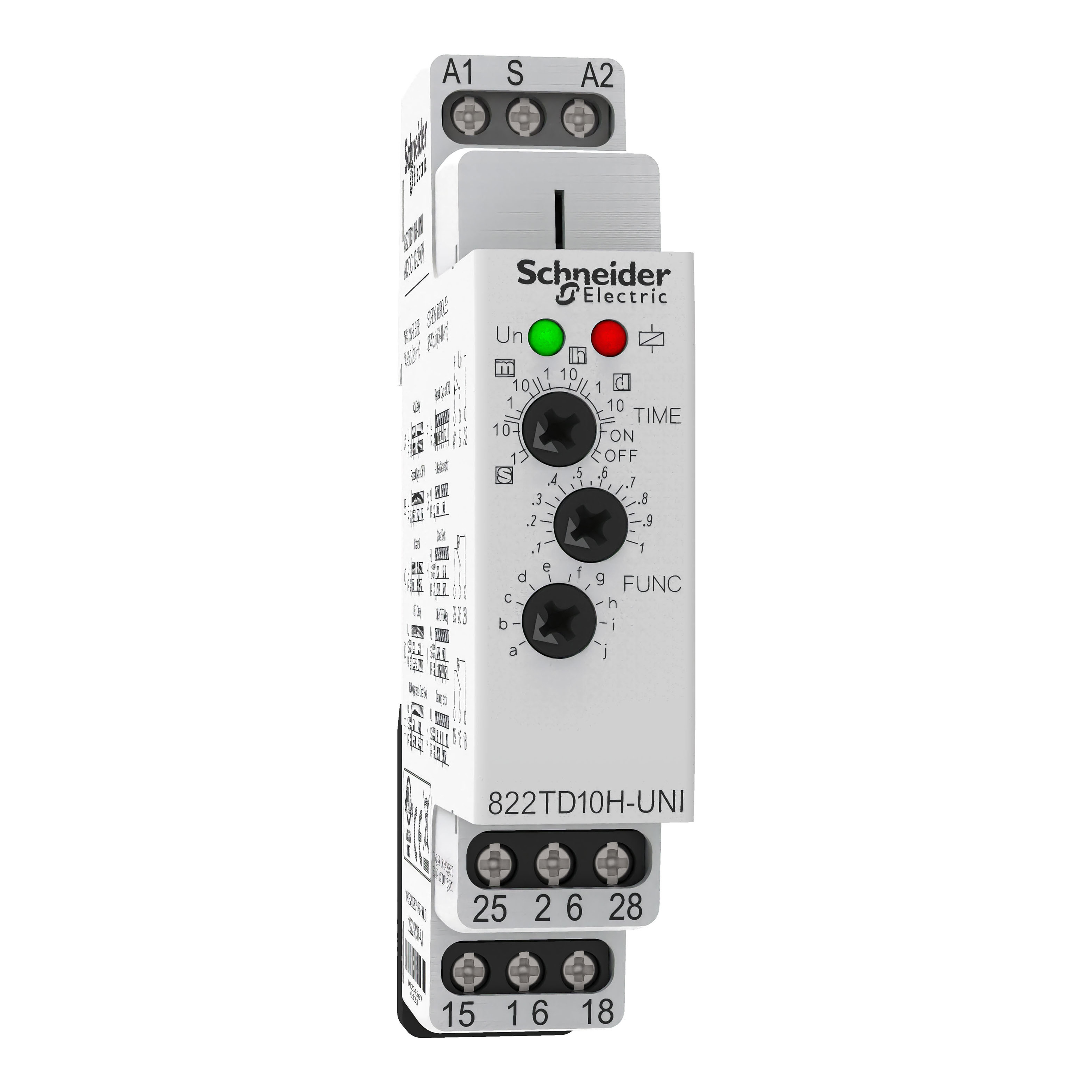 Time delay relay, Multifunction, DPDT, 100 ms to 10 days, 8 time scales, 10 time functions, DIN mounting support, 15A, 12...240V AC/DC