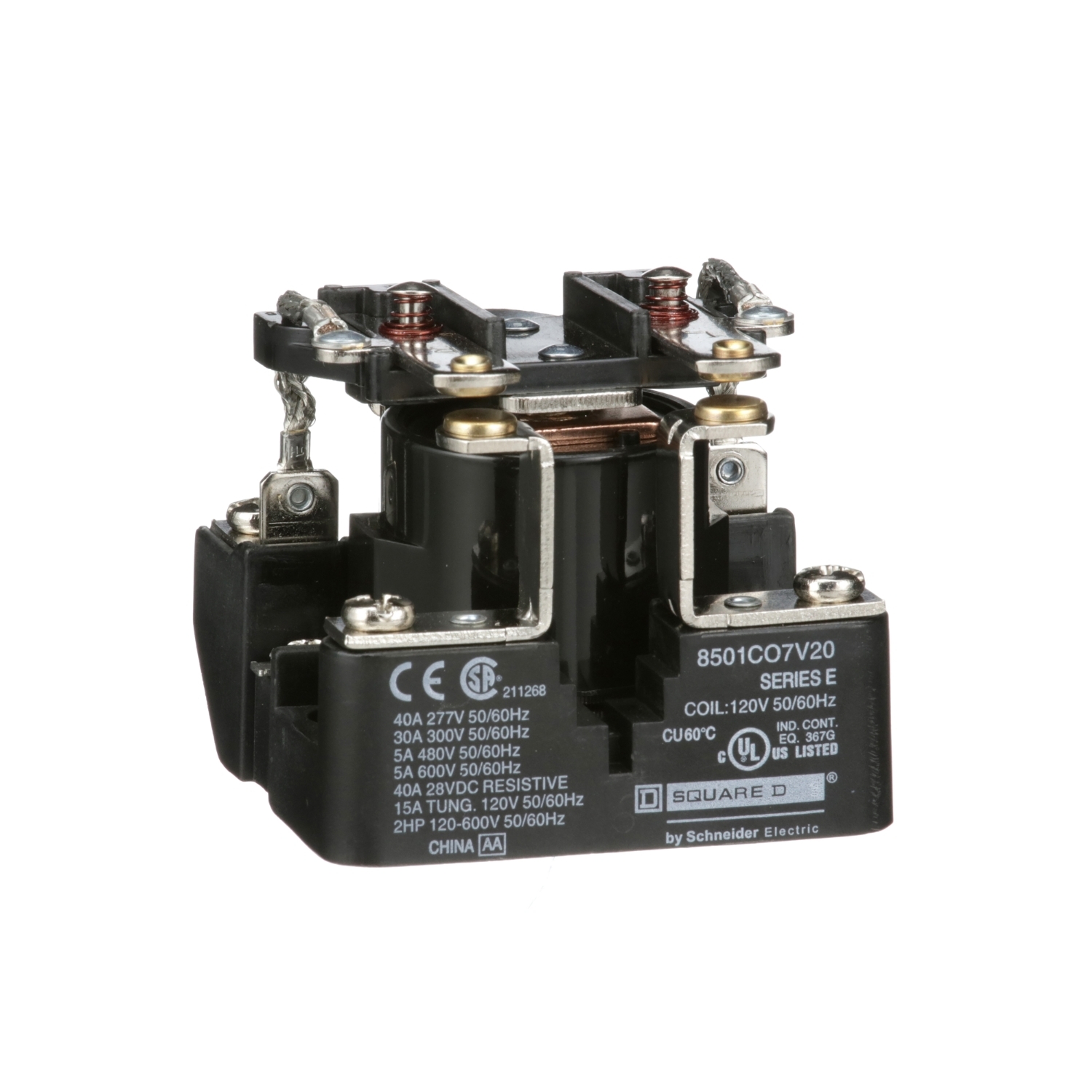 Power Relay, Type C, 2 HP, 30A resistive at 300 VAC, DPST, 2 normally open contacts, 120 VAC coil