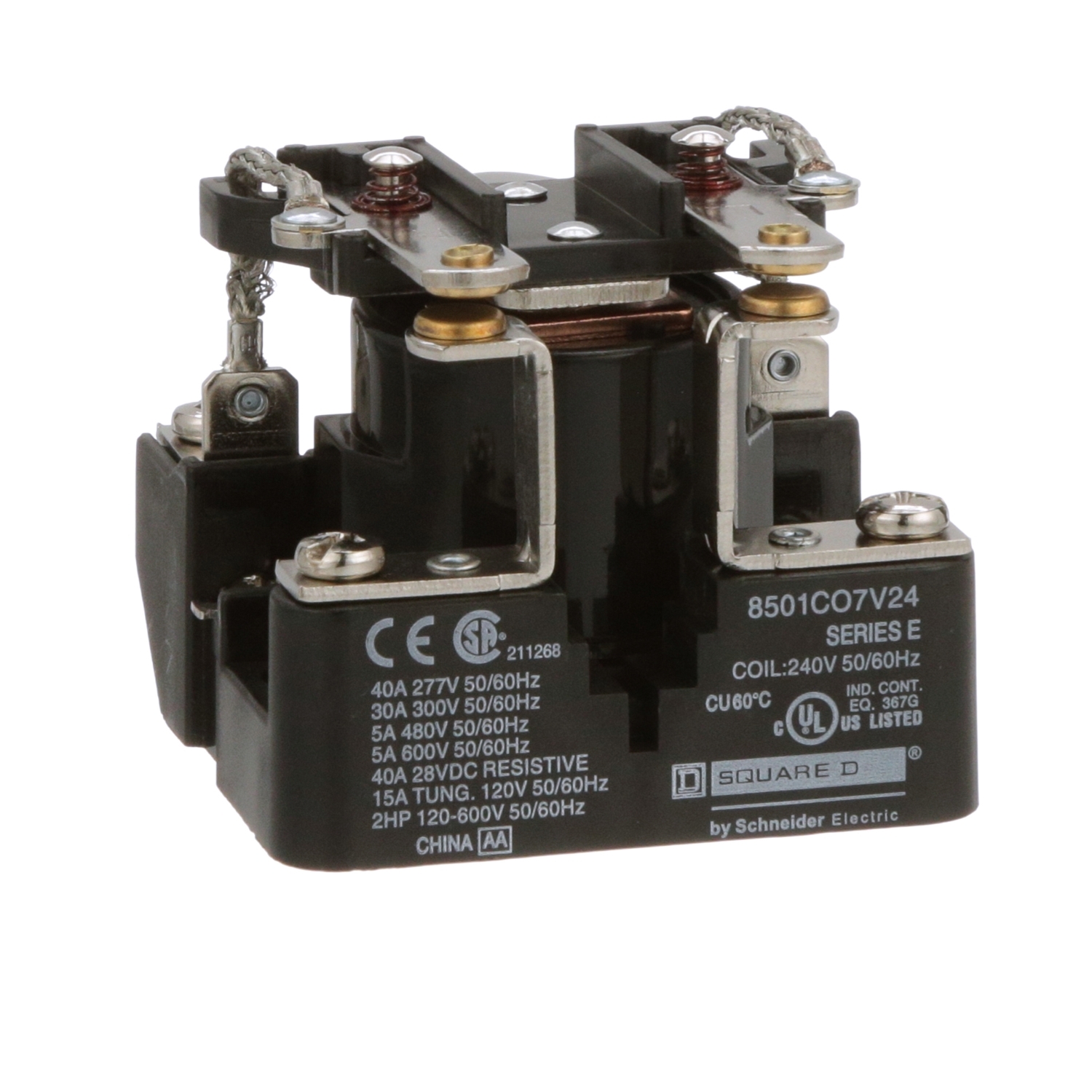 Power Relay, Harmony 8501C, DPST, coil, screw clamp terminal, 30A, 240V AC, 2NO