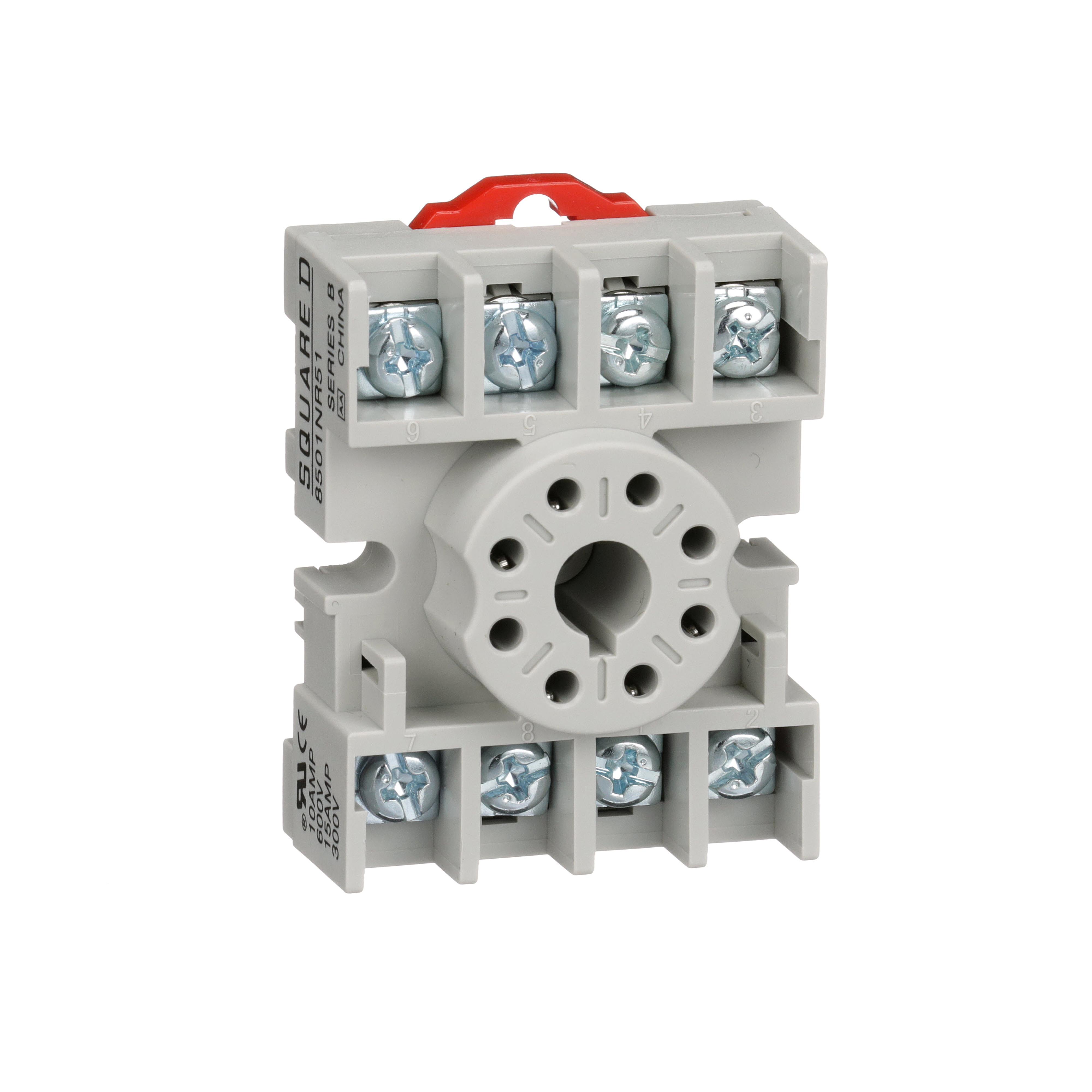 Plug in relay, Type N, relay socket, 8 tubular pin, single tier, for 8510KP relays and 9050JCK timers, bulk packaged