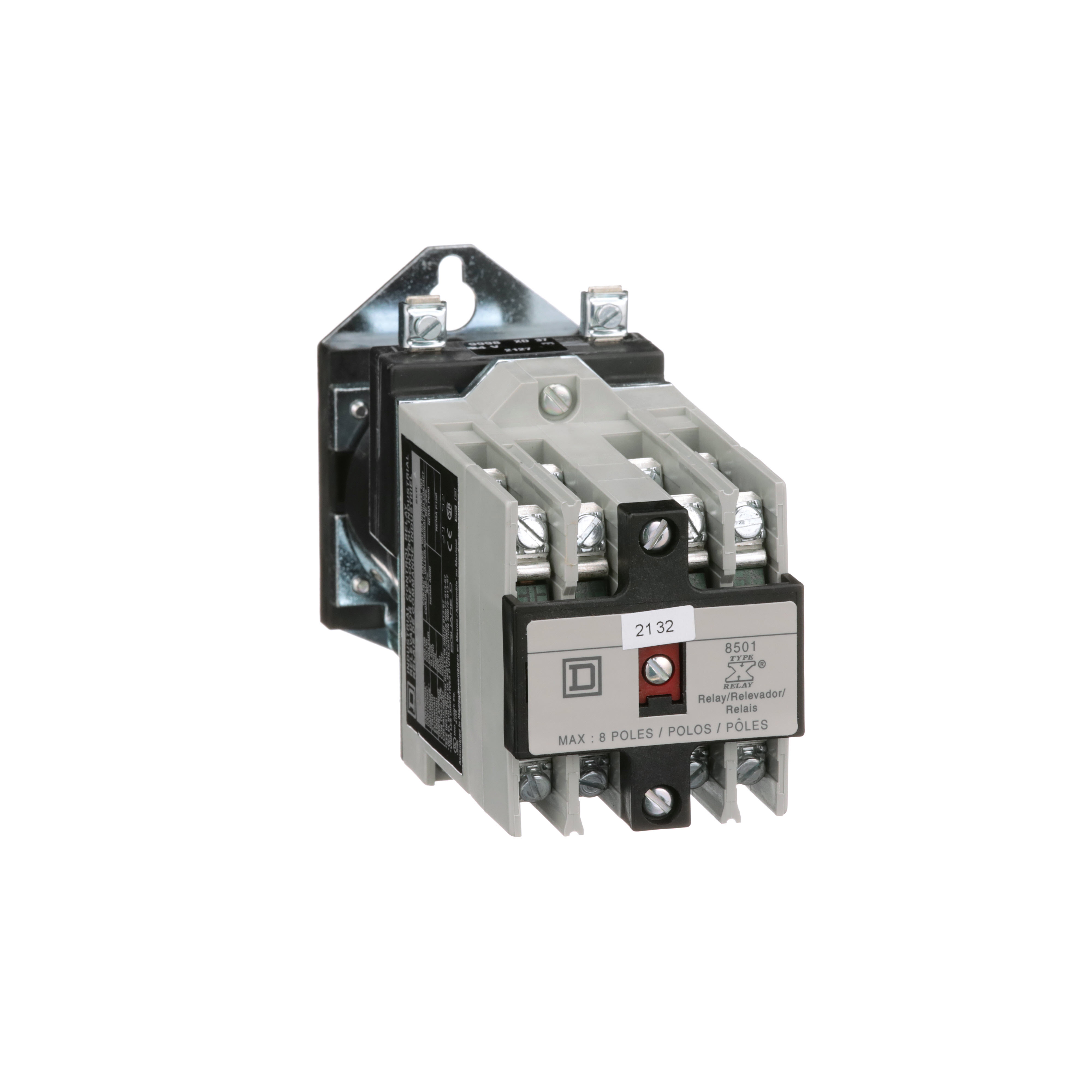 NEMA Control Relay, Type X, machine tool, 10A resistive at 600VAC, 8 normally open contacts, 110/125VDC coil