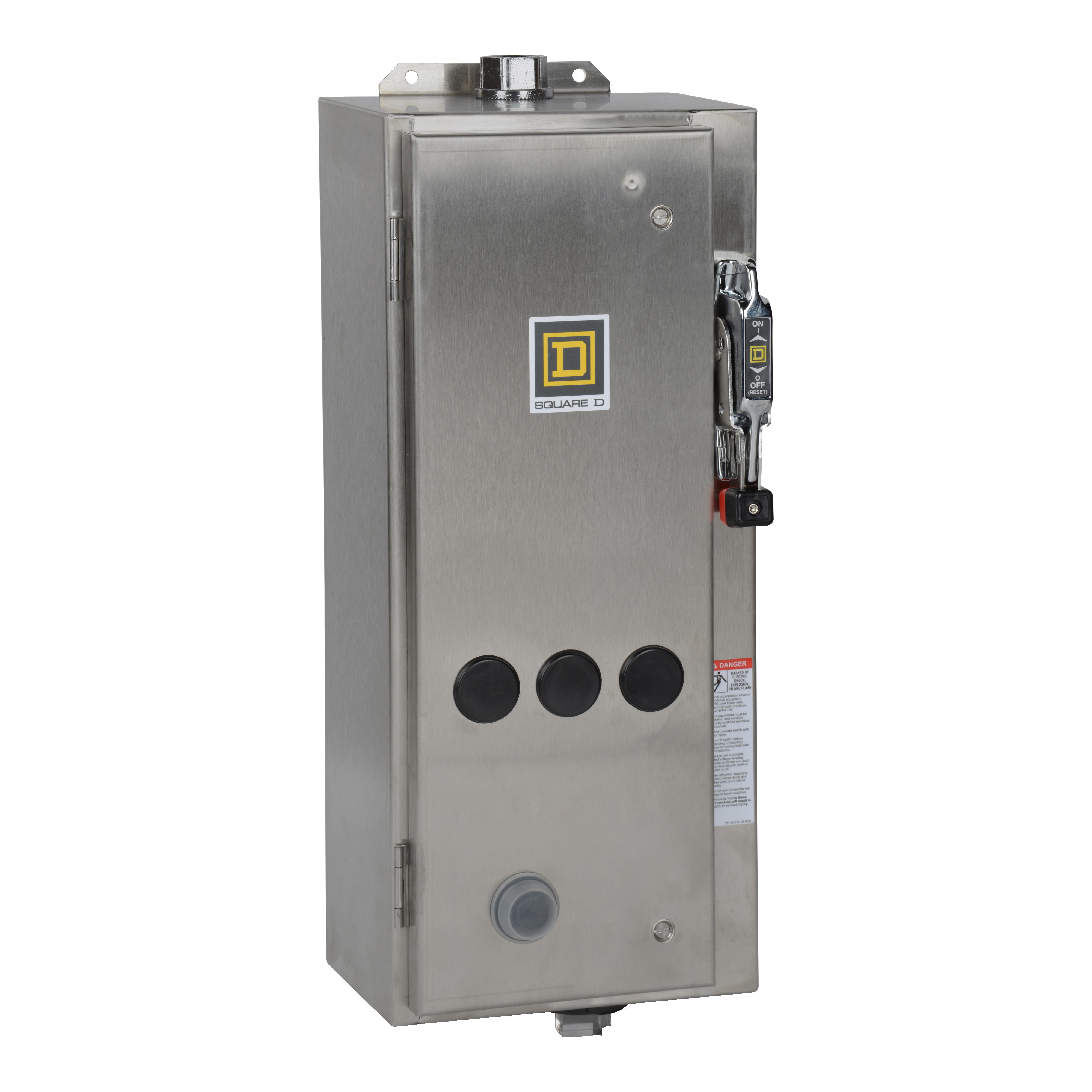 NEMA Combination Starter, Type S, 30A fusible disconnect, Size 0, 18A, 3 HP at 240 VAC polyphase, 240VAC coil, NEMA 4/4X