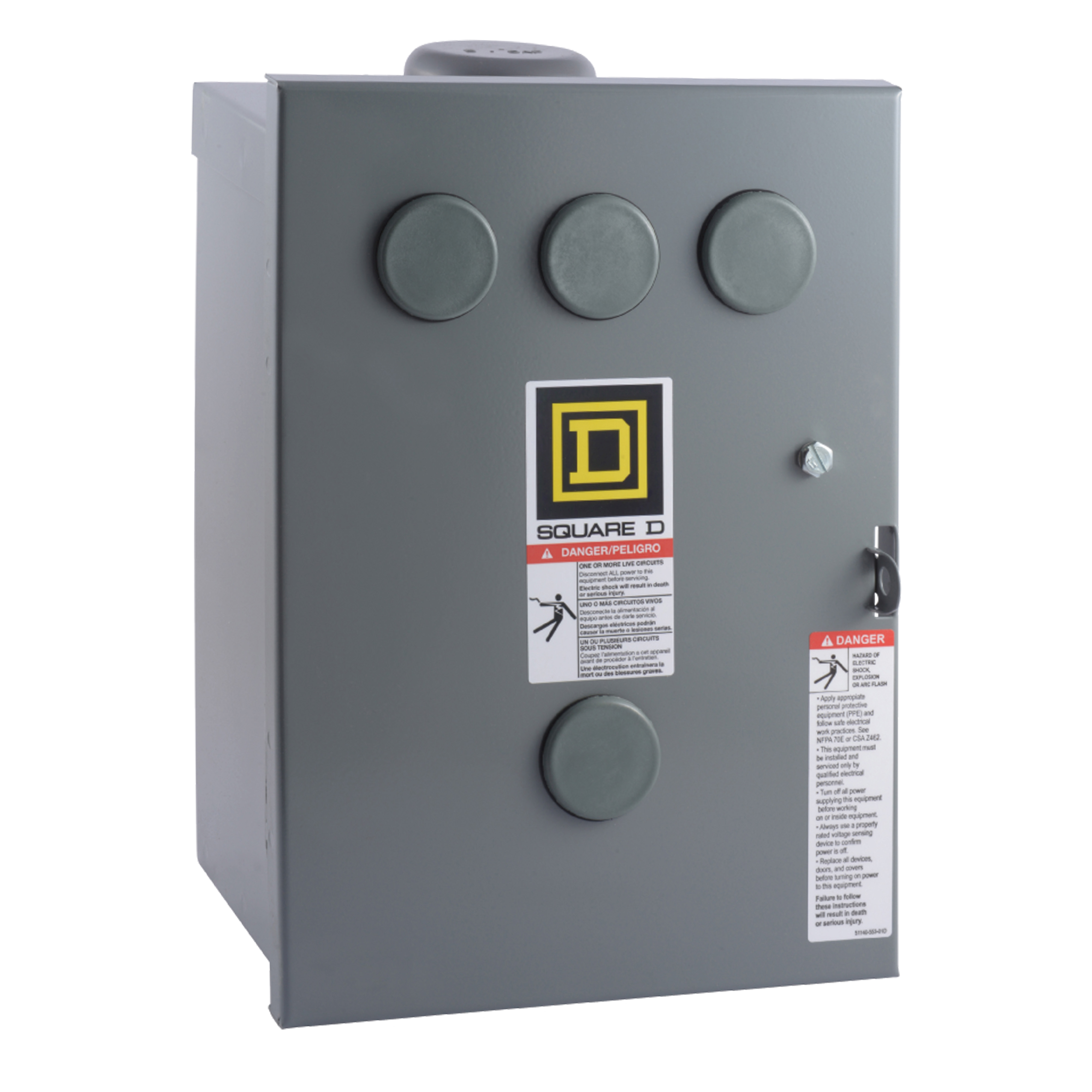 Contactor, Type S, multipole lighting, electrically held, 30A, 3 pole, 220/240 VAC 50/60 Hz coil, NEMA 3R