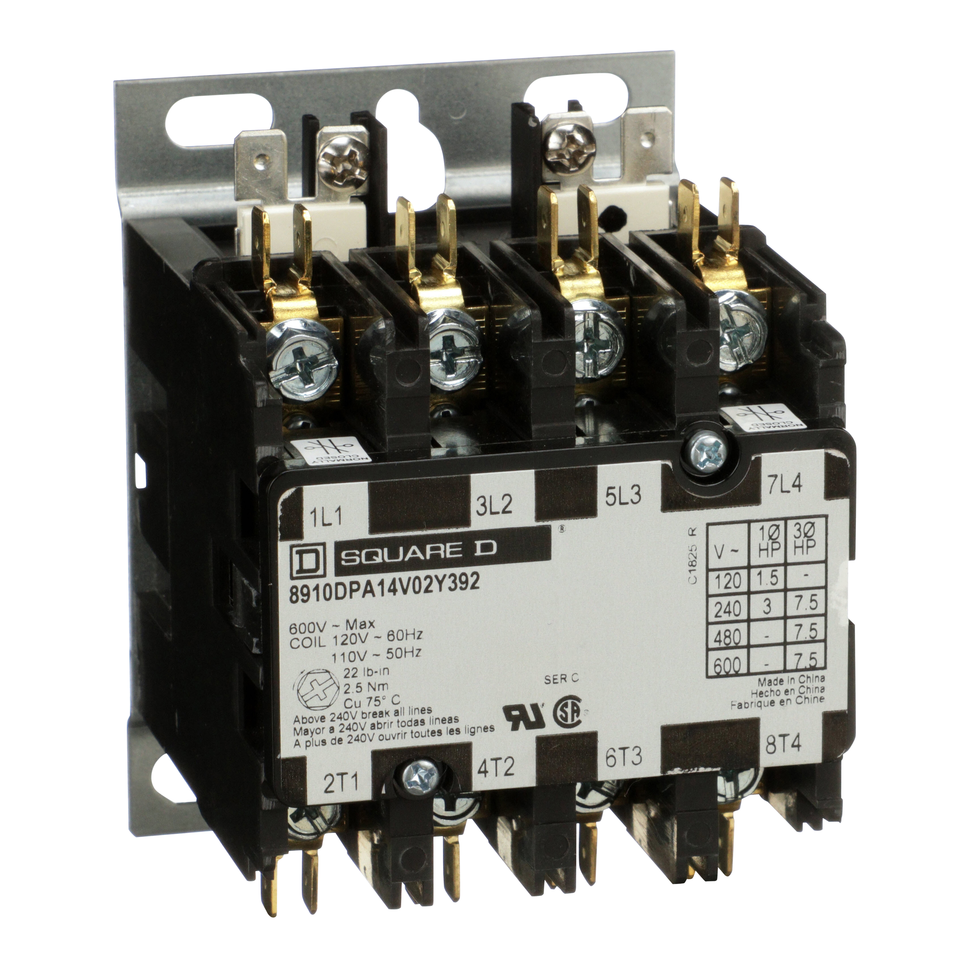 Product image for SQD 8910DPA14V14Y392 CONTACTOR 600V