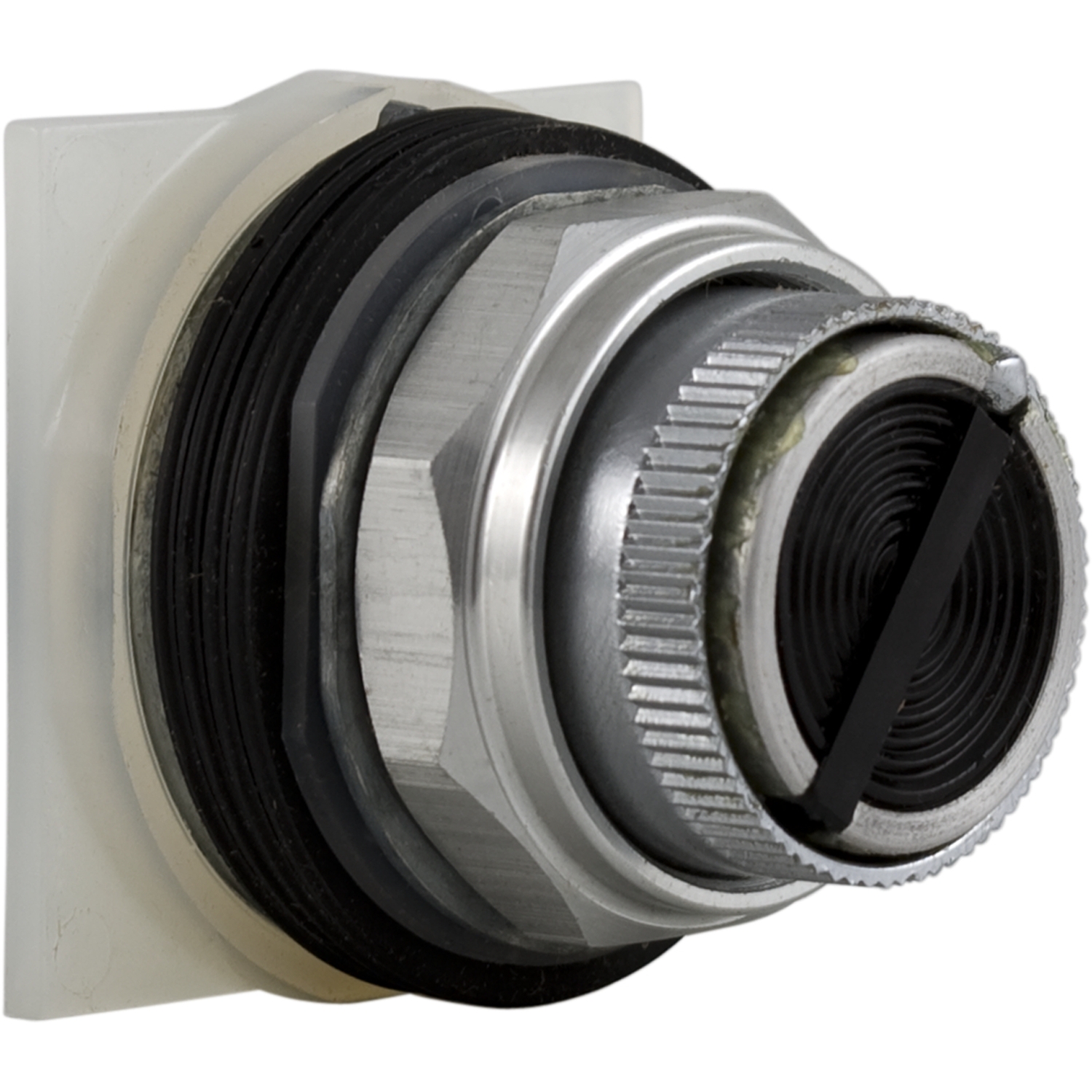 Push-button switch, Harmony 9001K, metal, flush, black, 30mm, 2 positions, stay put