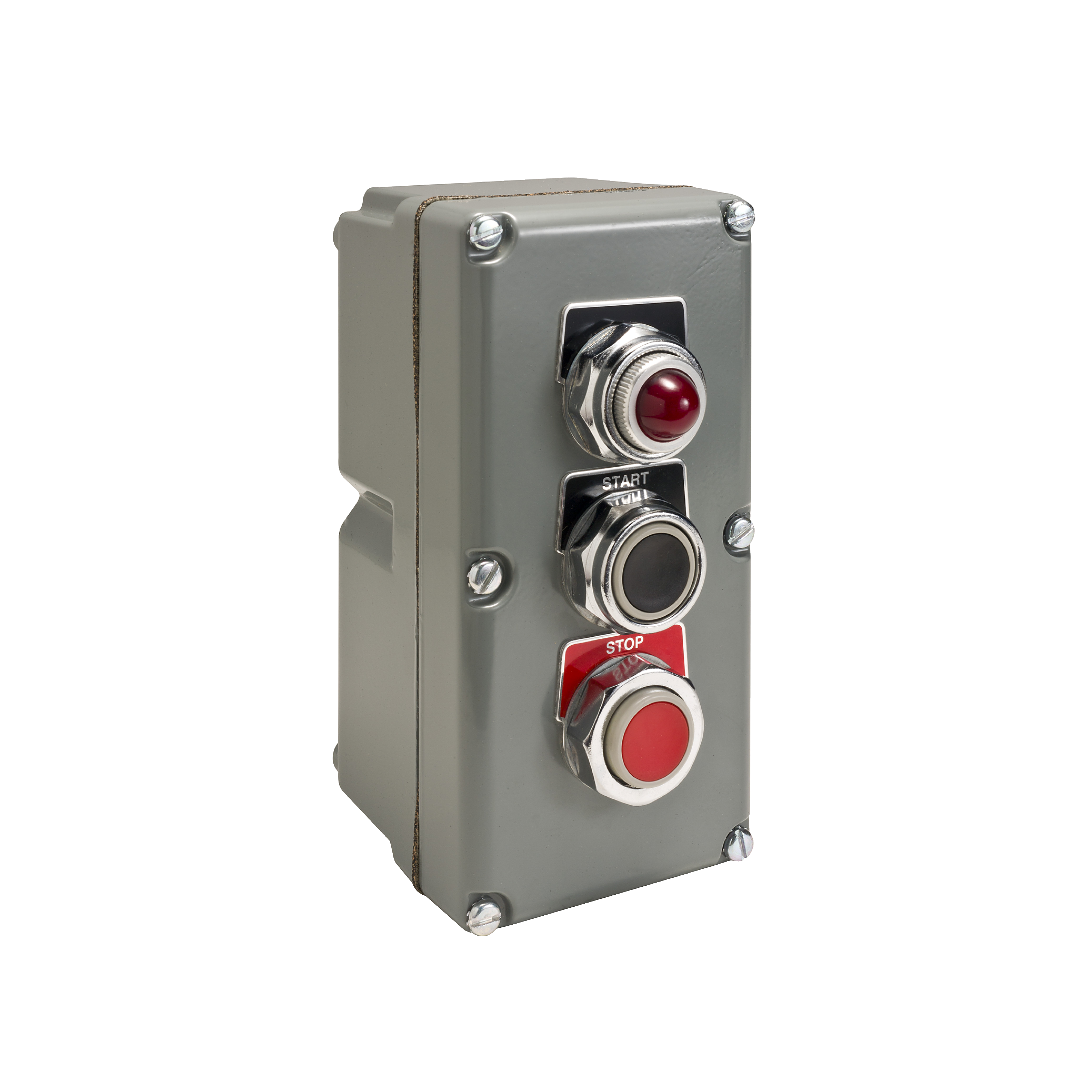 30mm push button, Type K, control station, two push buttons and pilot light, 6A inductive at 120VAC, NEMA 4, 13