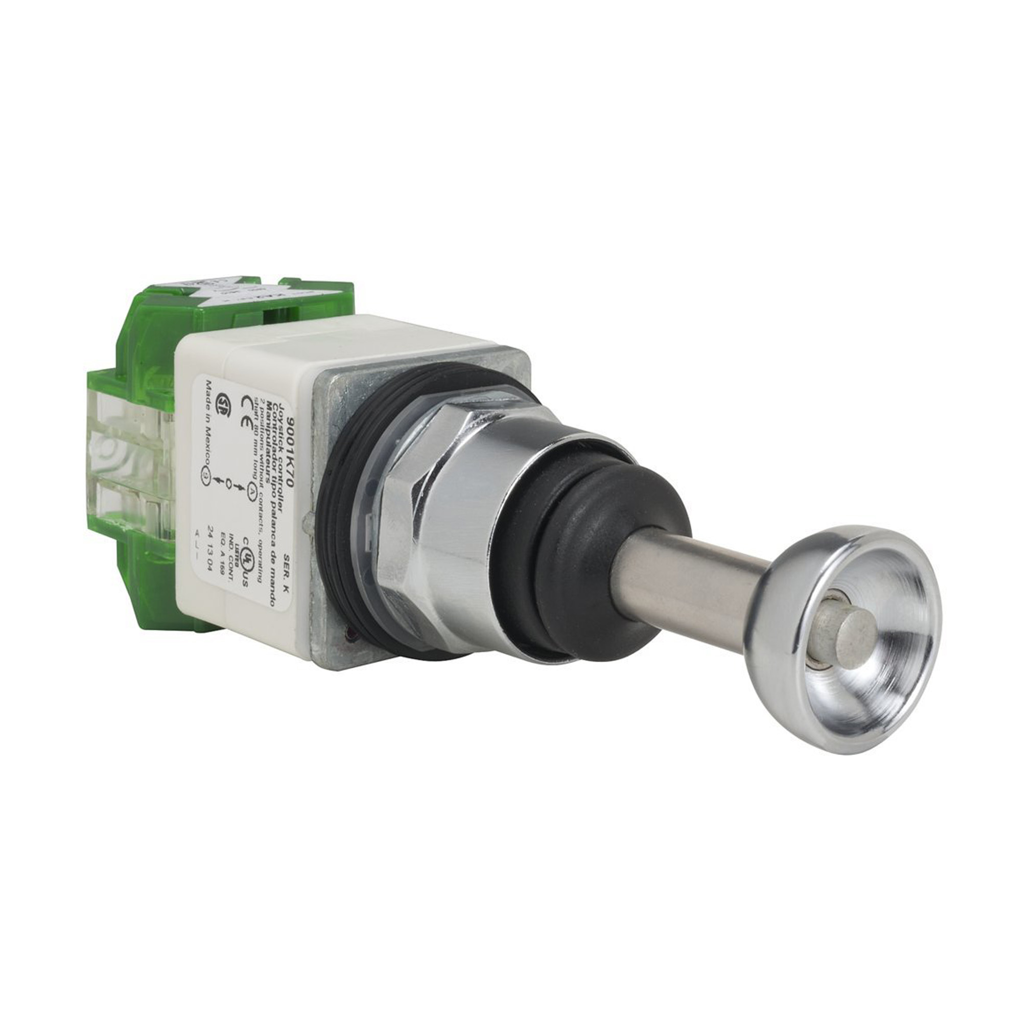 Joystick controller, Harmony 9001K, metal, 30mm, 2 directions, spring return with latch to center, 2NO