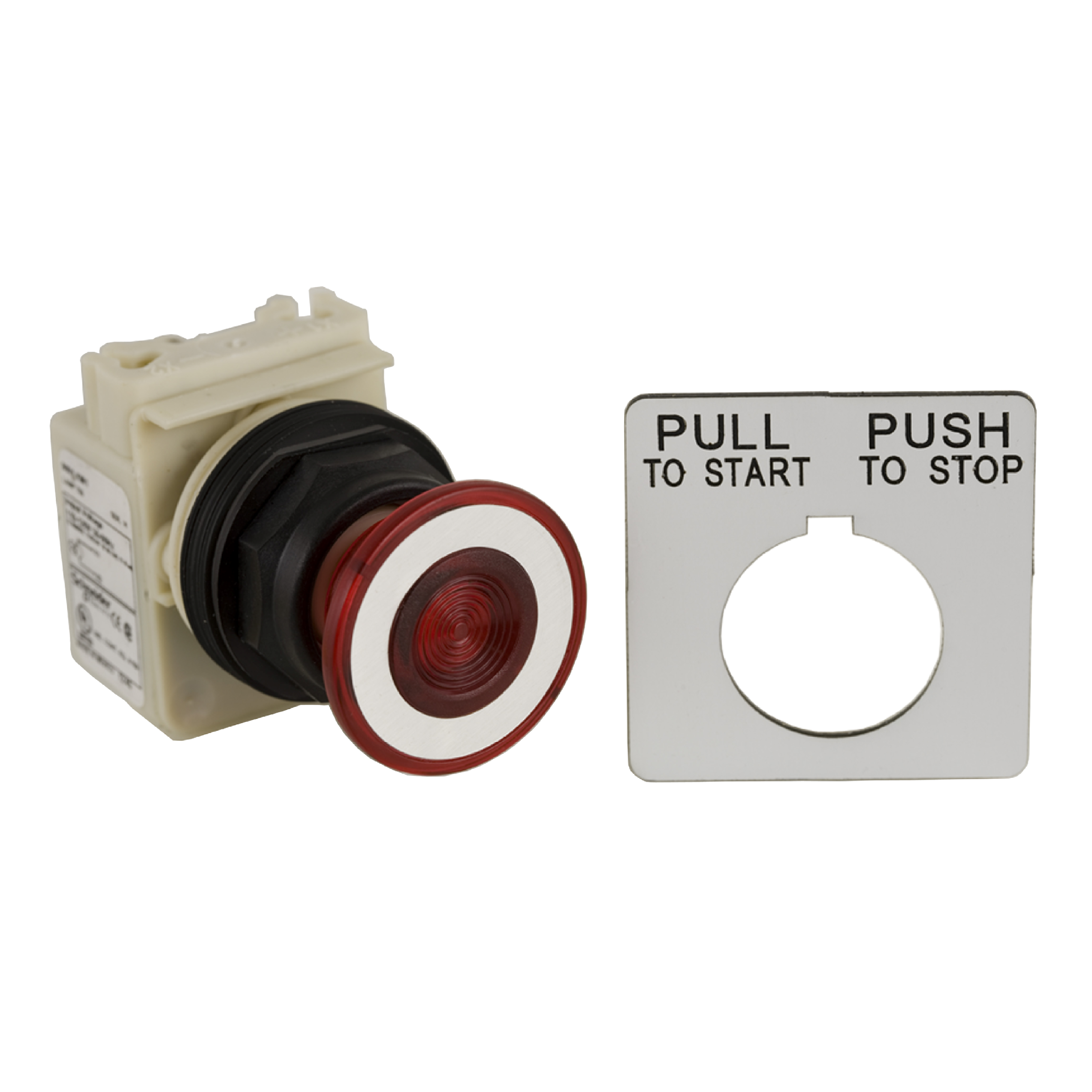 Push-button, Harmony 9001SK, plastic, mushroom 41mm, red, 30mm, 2 positions, push-pull, 2 C/O