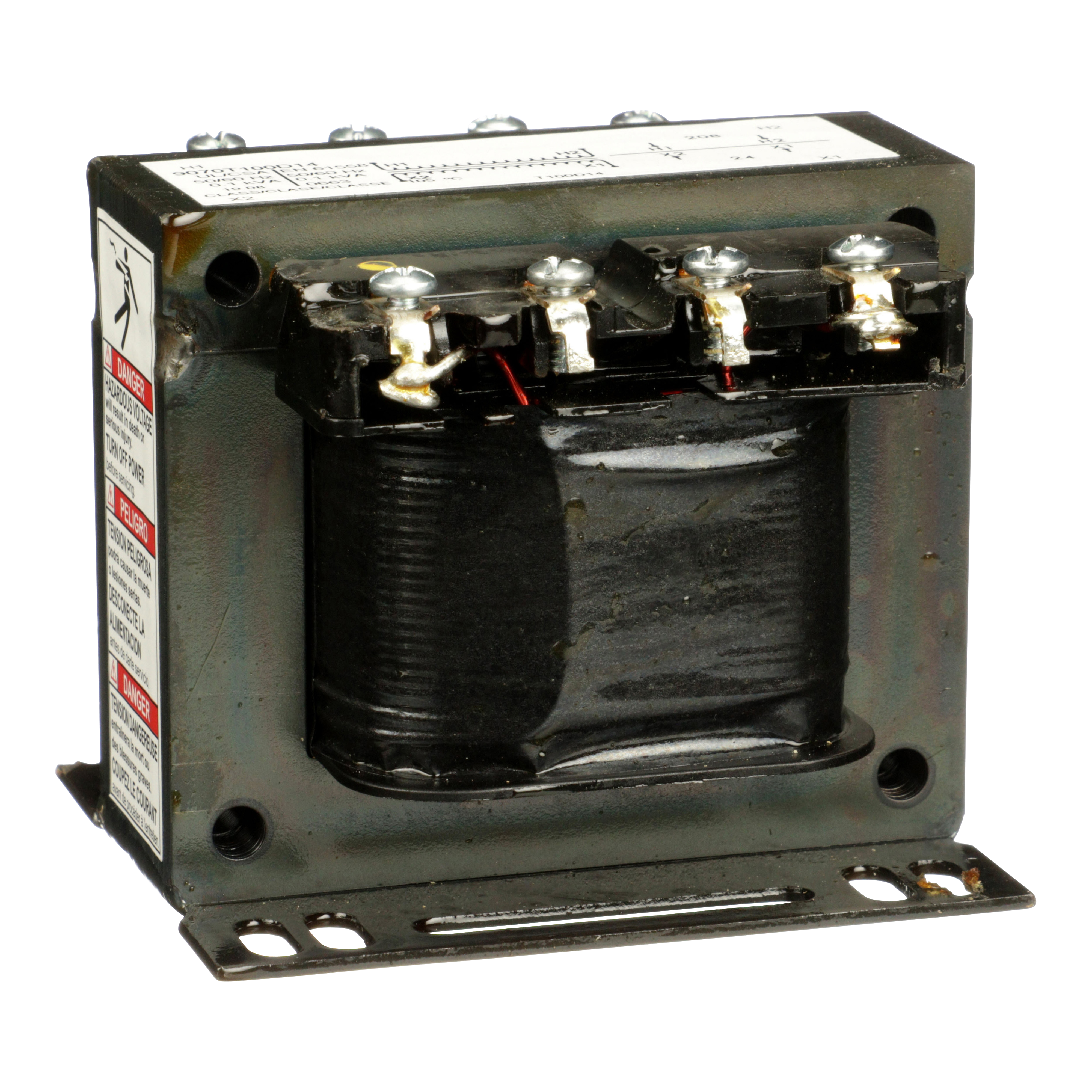 Industrial control transformer, Type T, 1 phase, 100VA, 208V primary, 24V secondary, 50/60Hz