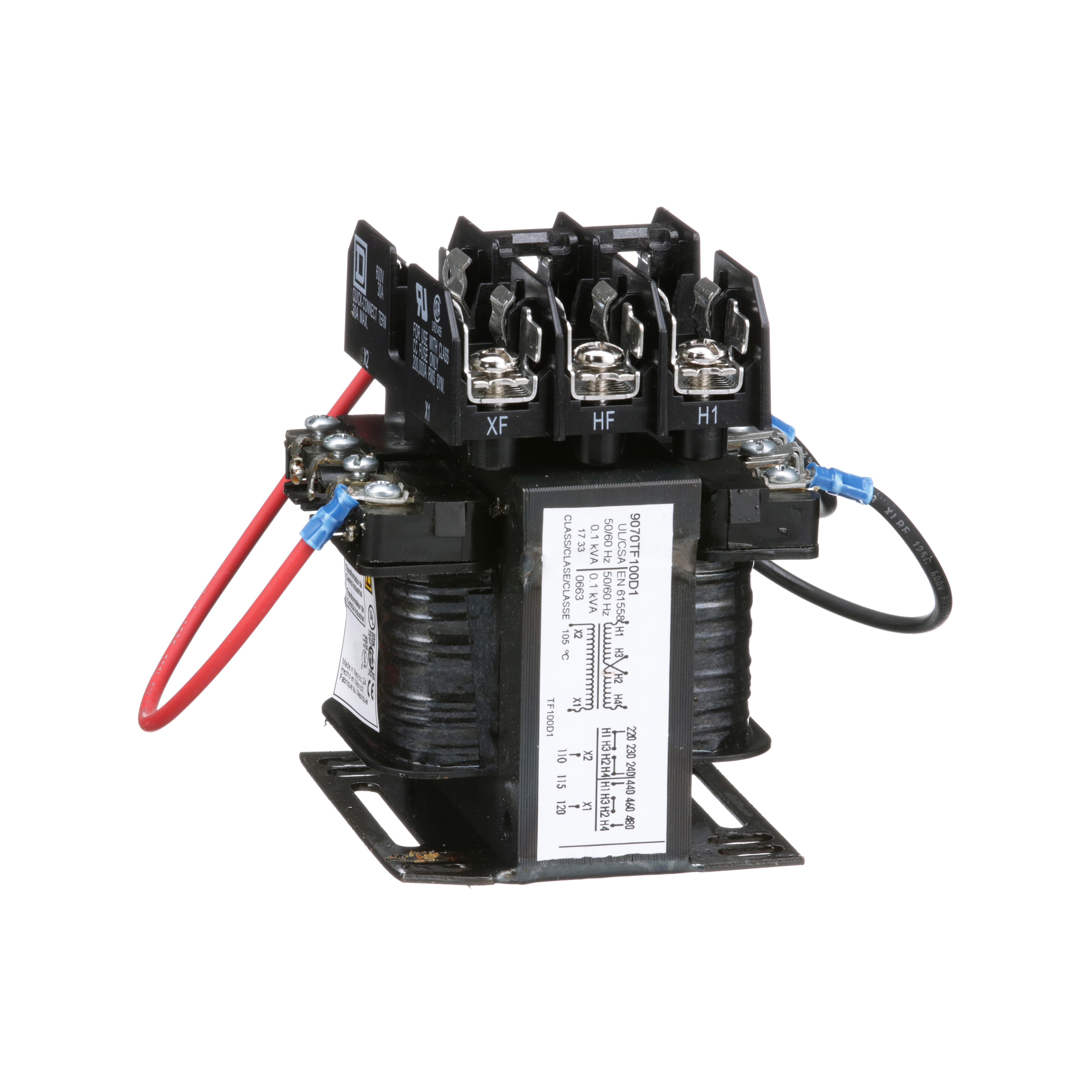 Industrial control transformer, Type TF, 1 phase, 100VA, 240x480V primary, 120V secondary, 50/60Hz