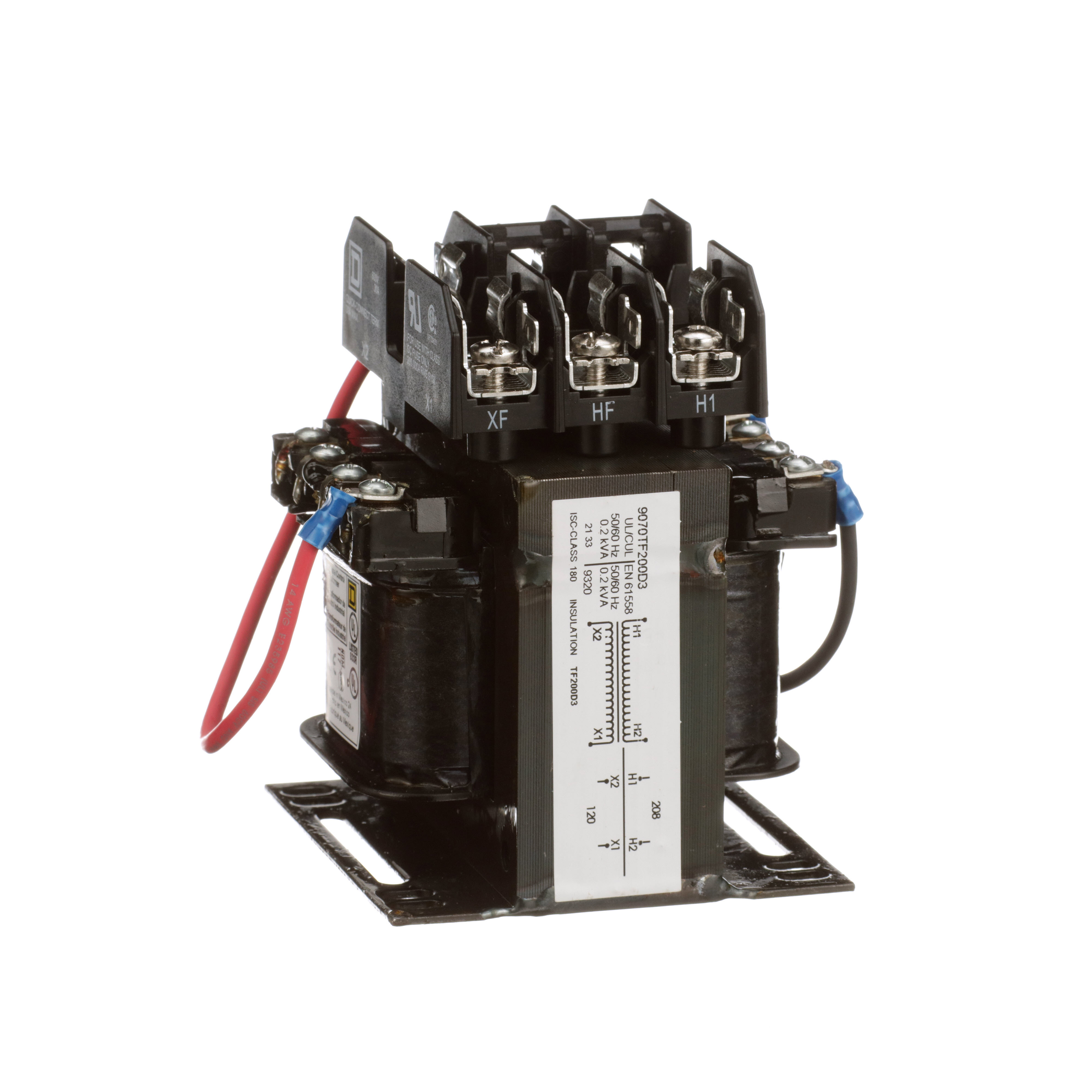 Industrial control transformer, Type TF, 1 phase, 200VA, 208V primary, 120V secondary, 50/60Hz