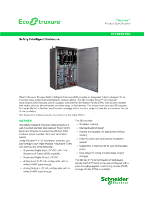 Product Specification - EcoStruxure Triconex Safety Intelligent Enclosure (SIE)