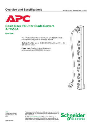 Basic Rack PDU AP7555A for Blade Server (Sheet)