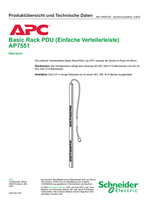 Basic Rack PDU AP7551 (Infoblatt)