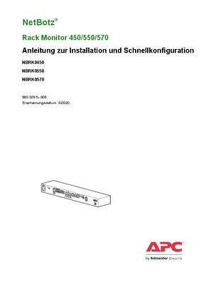 NetBotz Rack Monitor 450/550/570, Handbuch für Installation und Schnellkonfiguration