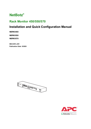 NetBotz Rack Monitor 450/550/570 Installation and Quick Configuration Manual