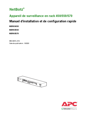 Manuel d'installation et de configuration rapide du moniteur en rack NetBotz 450/550/570