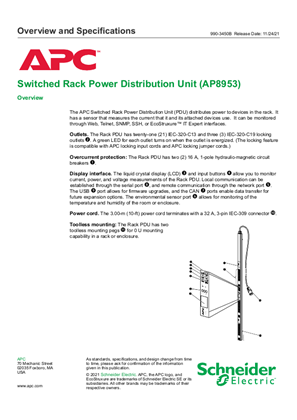 Switched Rack PDU AP8953 Overview and Specifications