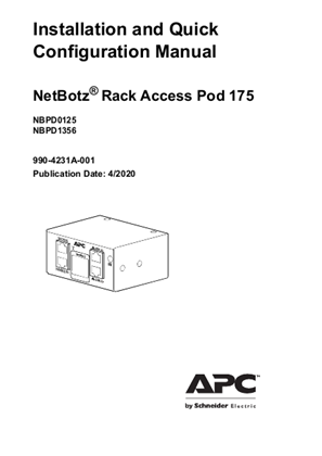 Installation and Quick ConfigurationManualNetBotz Rack Access Pod 175