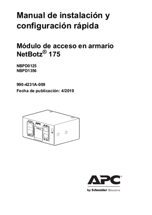 Manual de instalación y configuración rápida Módulo de acceso en armario NetBotz® 175