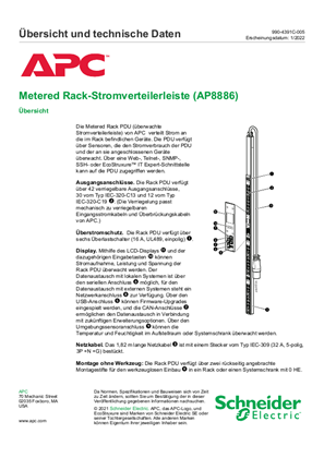 Rack Power Distribution Unit (AP8886), Übersicht und technische Daten