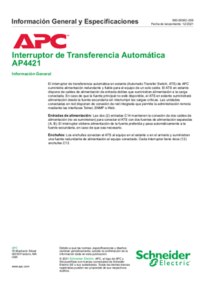 Interruptor de Transferencia Automática AP4421