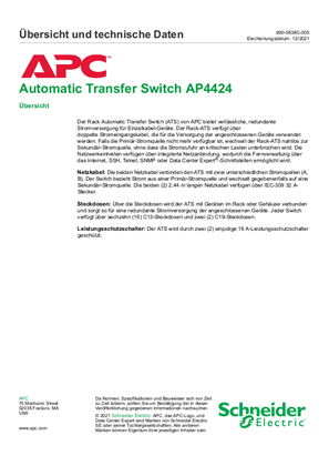 Automatic Transfer Switch AP4423 Übersicht und technische Daten
