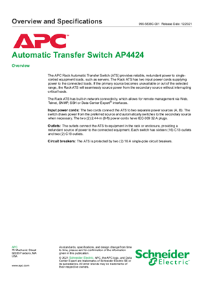 Rack ATS AP4424 Overview and Specifications