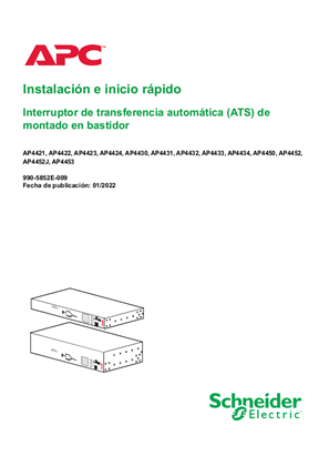 Instalación e inicio rápido Interruptor de transferencia automática (ATS) de montado en bastidor