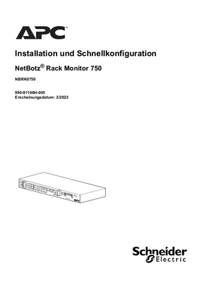 Installation und SchnellkonfigurationNetBotz® Rack Monitor 750