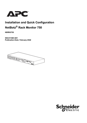 Installation and Quick Configuration NetBotz Rack Monitor 750