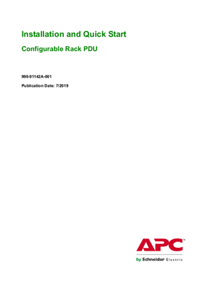 Installation and Quick Start Manual, Configurable Rack PDU