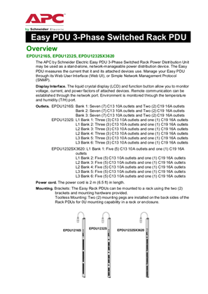 EASY PDU 3-PHASE SWITVHED RACK PDU OVERVIEW AND SPECIFICATIONS SHEET