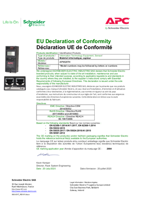 Declaration UE de Conformity AP9520TH