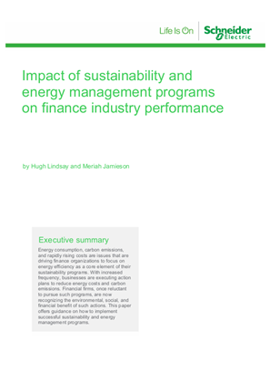 Impact of sustainability and energy management programs on finance industry performance