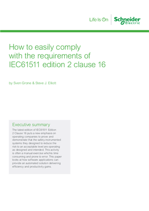 How to easily comply with the requirements of  IEC61511 edition 2 clause 16