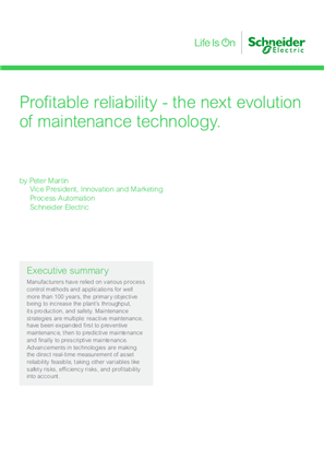 Profitable reliability - the next evolution of maintenance technology.