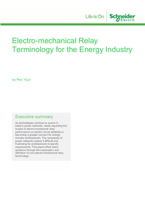 Electro-mechanical Relay Terminology for the Energy Industry