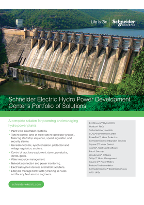 Schneider Electric Hydro Power Development Center’s Portfolio of Solutions