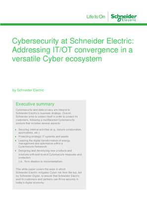 Schneider Electric Cybersecurity White Paper
