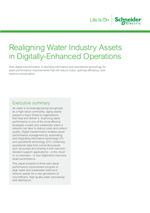 Realigning Water Industry Assets in Digitally-Enhanced Operations