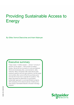 Providing Sustainable Access to Energy