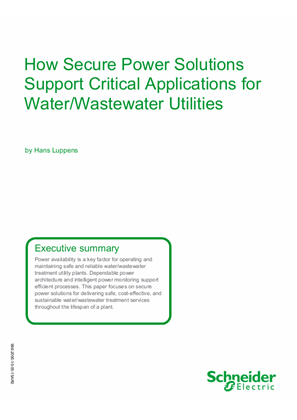 How Secure Power Solutions Support Critical Applications for Water/Wastewater Utilities