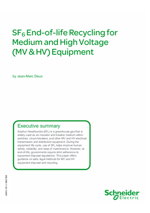 SF6 End-of-life Recycling for Medium and High Voltage (MV & HV) Equipment