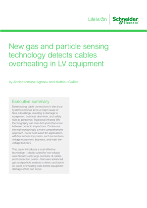 New gas and particle sensing technology detects cables overheating in LV equipment