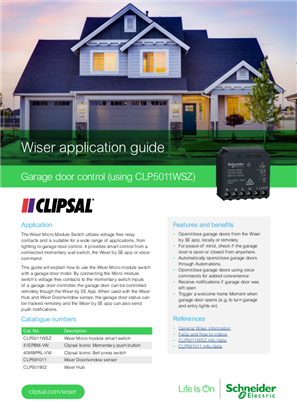 Clipsal, Wiser Garage Door Control, Application Guide 998-22851213