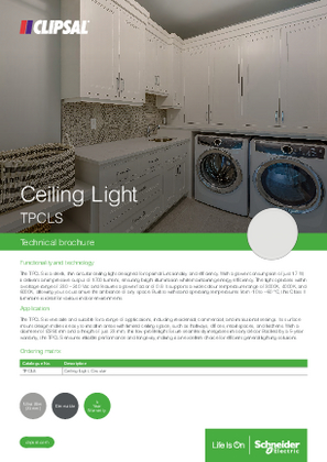 Clipsal Lighting Range, TPCLS Ceiling Light LMA Leaflet