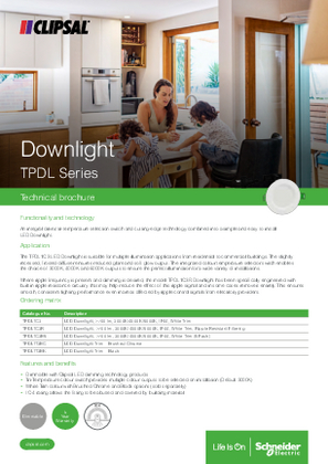 Clipsal Lighting Range, TPDL1 Downlight LMA Leaflet