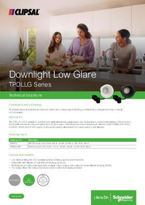 Clipsal Lighting Range, TPDLLG Downlight Low Glare LMA Leaflet